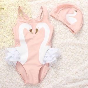 New girls swimsuit cartoon swans 🕊🕊